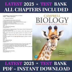 test bank campbell biology-concepts & connections, 10th edition by martha r. taylor latest 2023 | all chapters included