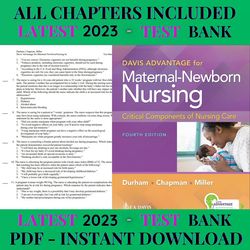 latest 2023 davis advantage for maternal-newborn nursing critical components of nursing care fourth edition by connie du