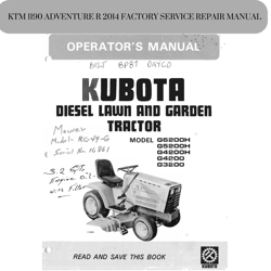 kubota g3200 - g4200 - g4200h - g5200h - g6200h operators manual