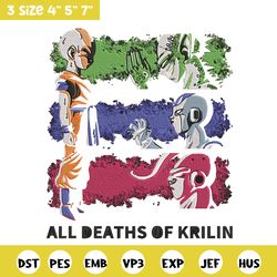 all deaths of krilin embroidery design, dragonball embroidery, embroidery file, anime embroidery, digital download
