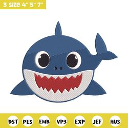 baby shark embroidery design, shark embroidery, cartoon shirt, embroidery file, embroidery design, digital download.