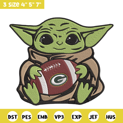 baby yoda green bay packers embroidery design, packers embroidery, nfl embroidery, sport embroidery, embroidery design.