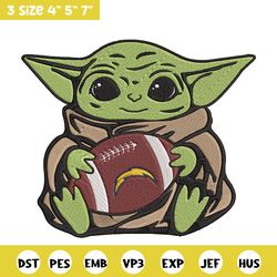 baby yoda los angeles chargers embroidery design, los angeles chargers embroidery, nfl embroidery, logo sport embroidery