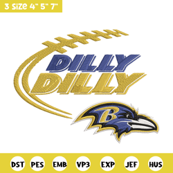 baltimore ravens dilly dilly embroidery design, baltimore ravens embroidery, nfl embroidery, logo sport embroidery.