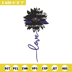 baltimore ravens flower love embroidery design, ravens embroidery, nfl embroidery, sport embroidery, embroidery design.