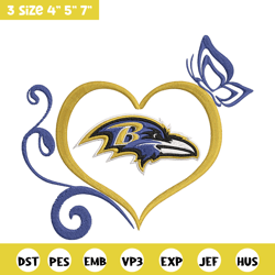 baltimore ravens heart embroidery design, baltimore ravens embroidery, nfl embroidery, logo sport embroidery.