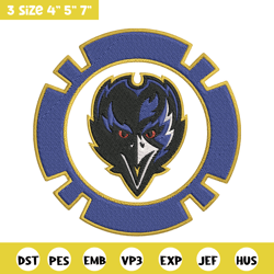baltimore ravens poker chip ball embroidery design, baltimore ravens embroidery, nfl embroidery, logo sport embroidery.