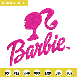 barbie logo and her embroidery, barbie logo and her embroidery, logo design, embroidery file, digital download.