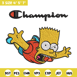 bart simpson champion embroidery design, simpson embroidery, cartoon design, embroidery file, instant download.