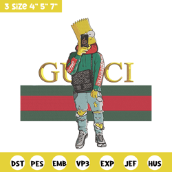 bart simpson embroidery design, simpson embroidery, embroidery file, anime embroidery, gucci shirt, digital download
