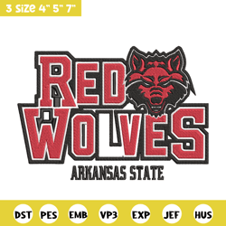 arkansas state wolves embroidery design, ncaa embroidery, sport embroidery, logo sport embroidery, embroidery design