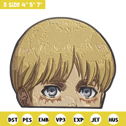 armin peeker embroidery design, aot embroidery, embroidery file, anime embroidery, anime shirt, digital download.