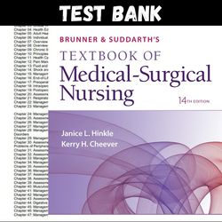 brunner and suddarths textbook of medical surgical nursing 14 edition by hinkle test bank | all chapters included