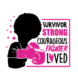 survivor strong courageous fighter loved svg, breast cancer svg, breast cancer awareness svg, cancer ribbon svg