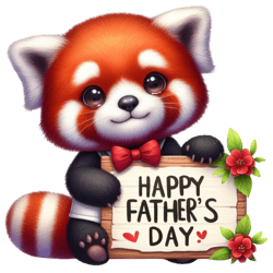 happy father's day with cute red panda png, watercolor father's day cute animals png, clipart, digital download