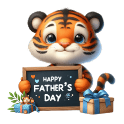 happy father's day with cute tiger png, watercolor father's day cute animals png, clipart, digital download