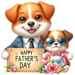 happy father's day with cute dog png, watercolor father's day cute animals png, clipart, digital download