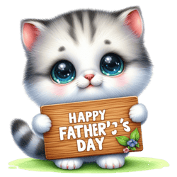 happy father's day with cute cat png, watercolor father's day cute animals png, clipart, digital download