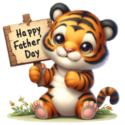 happy father's day with cute tiger png, watercolor father's day cute animals png, clipart, digital download (1)