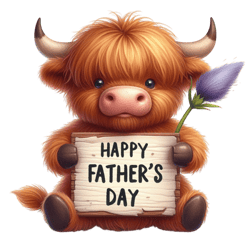 happy father's day with cute highland cow png, watercolor father's day cute animals png, sublimation png, digital file