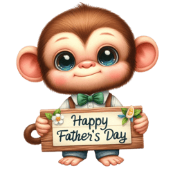 happy father's day with cute monkey png, watercolor father's day cute animals png, sublimation png, digital download (1)