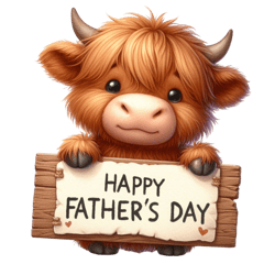 happy father's day with cute highland cow png, watercolor father's day cute animals png, sublimation png (1)