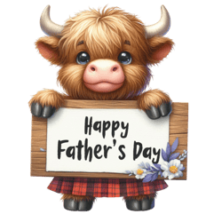 happy father's day with cute highland cow png, watercolor father's day cute animals png, sublimation png (2)