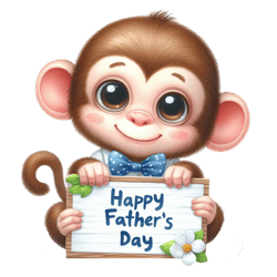 happy father's day with cute monkey png, watercolor father's day cute animals png, sublimation png, digital download (2)