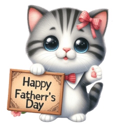 happy father's day with cute cat png, watercolor father's day cute animals png, sublimation png, digital download (2)