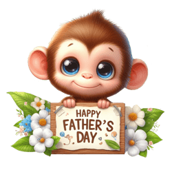 happy father's day with cute monkey png, watercolor father's day cute animals png, sublimation png, digital download (3)