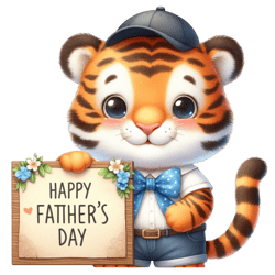 happy father's day with cute tiger png, watercolor father's day cute animals png, sublimation png, digital download (1)