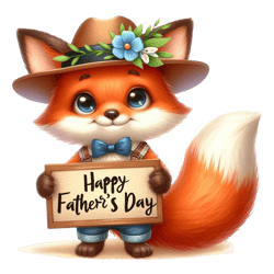 happy father's day with cute fox png, watercolor father's day cute animals png, sublimation png, digital download (2)