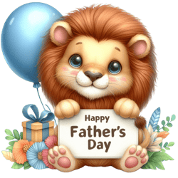 happy father's day with cute lion png, watercolor father's day cute animals png, sublimation png, digital download