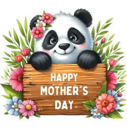 happy mother's day with cute panda png, watercolor mother's day cute animals png, clipart, digital download