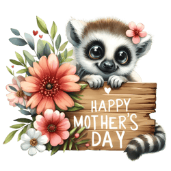 happy mother's day with cute raccoon png, watercolor mother's day cute animals png, clipart, digital download