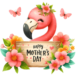 happy mother's day with cute pink flamingo png, watercolor mother's day cute animals png, clipart, digital download