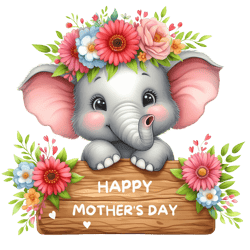 happy mother's day with cute elephant png, watercolor mother's day cute animals png, clipart, digital download