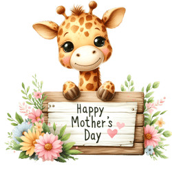 happy mother's day with cute giraffe png, watercolor mother's day cute animals png, clipart, digital download