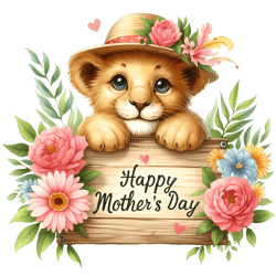 happy mother's day with cute lion png, watercolor mother's day cute animals png, clipart, digital download