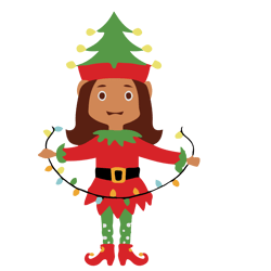 elves girl christmas svg, elves clipart, christmas elves svg, elf svg, african american elves svg, digital download (2)