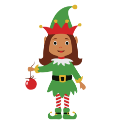 elves girl christmas svg, elves clipart, christmas elves svg, elf svg, african american elves svg, digital download (4)