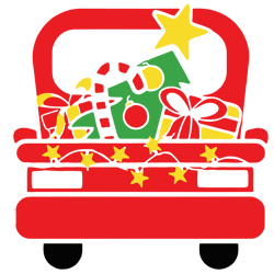 christmas truck svg cut file for cricut or silhouette, red truck christmas svg, digital download (3)