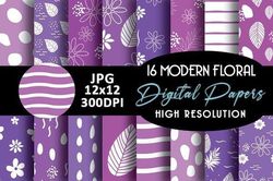 purple abstract modern floral patterns
