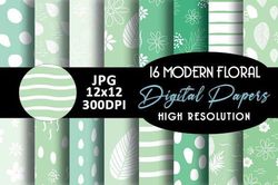 mint abstract modern floral patterns