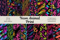 neon animal print seamless pattern sett