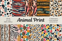 modern animal print seamless pattern set