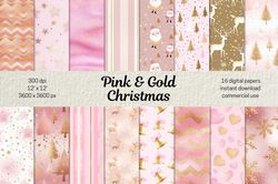 cute pink gold christmas pattern bundle