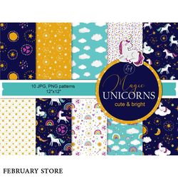 unicorn seamless patterns