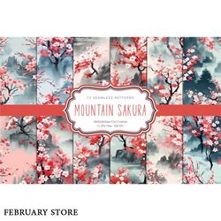 mountain sakura seamless patterns