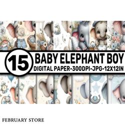 baby elephant boy digital paper